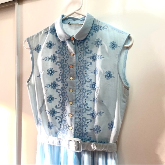 1950’s VINTAGE - L’AIGLON pale blue dress - Picture 2 of 5